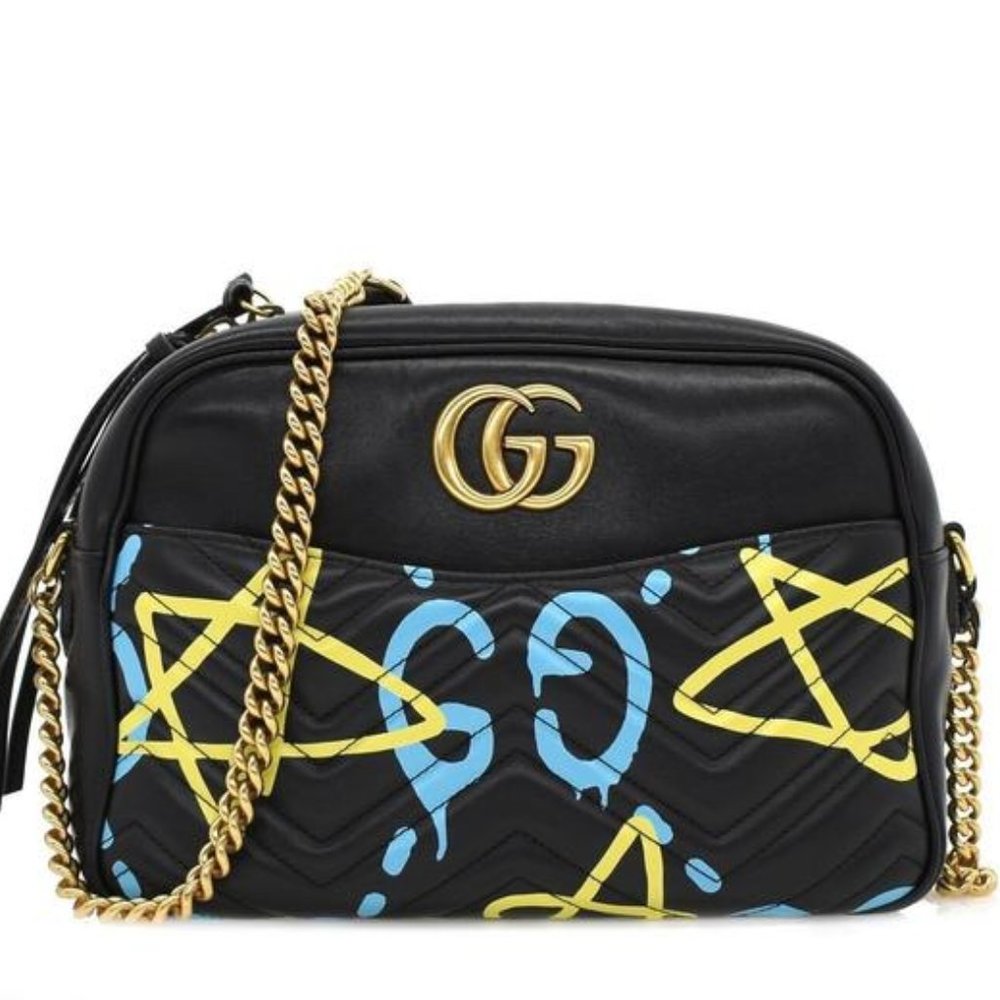 Gucci GG Marmont Ghost Leather Graffiti Purse